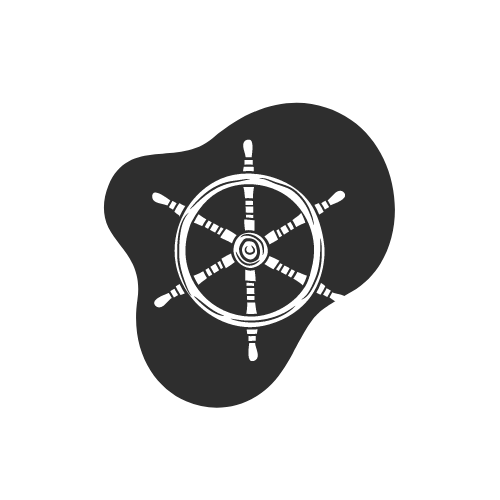 boat wheel on black background for pontoon boat tours
